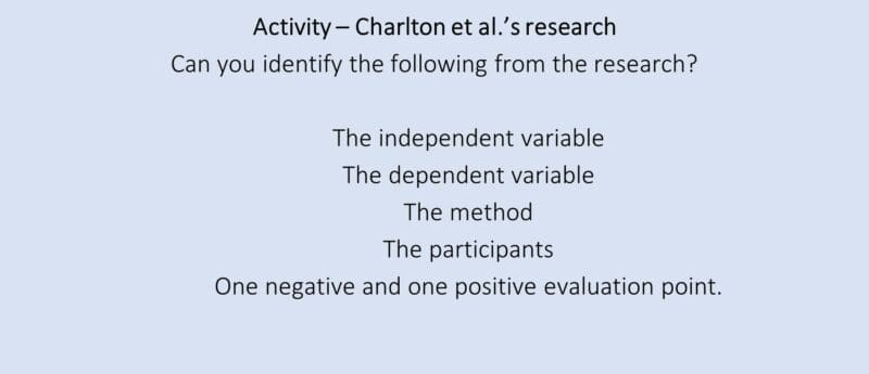 Activity – Charlton et al.’s research Activity – Charlton et al.’s research