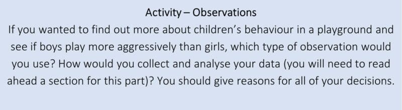 Activity – Observations Activity – Observations