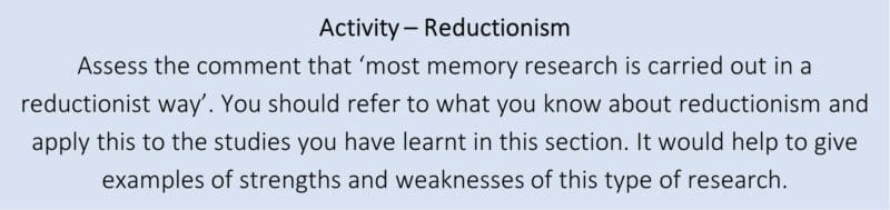 Activity – Reductionism