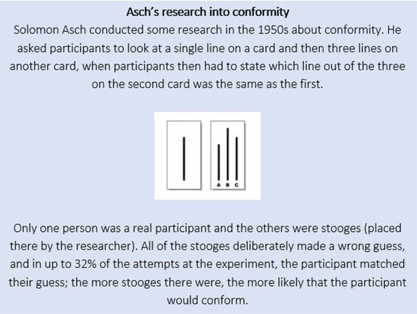Asch’s research into conformity Asch’s research into conformity