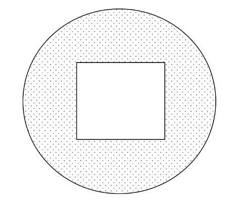 Circle with rectangle removed example