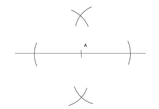 Compass marks either side of a line