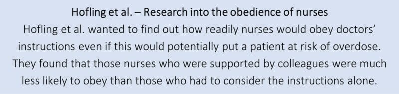 Hofling et al. – Research into the obedience of nurses Hofling et al. %E2%80%93 Research into the obedience of nurses